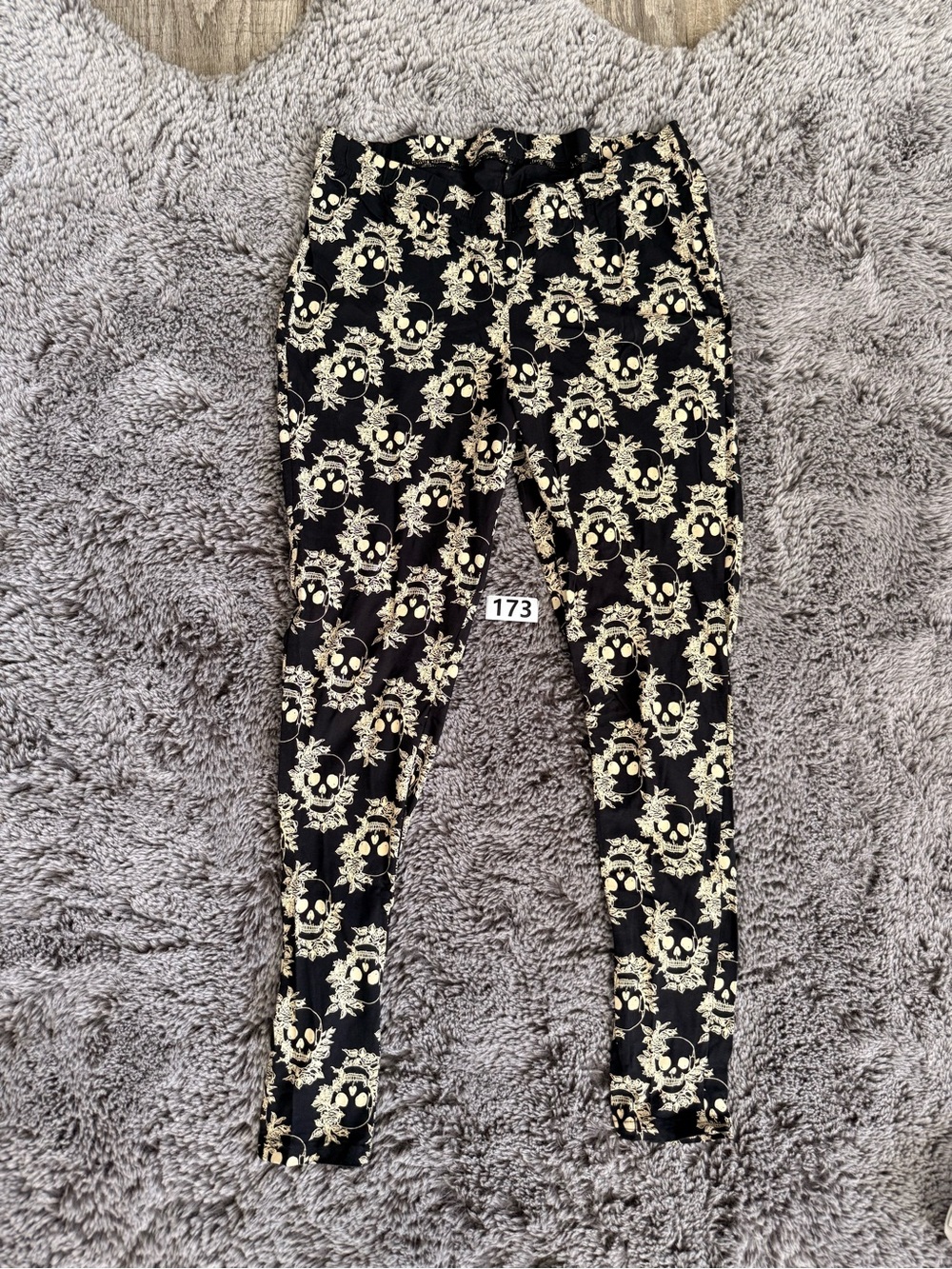 torrid Black Leggings with Cream Skull & Floral Motif